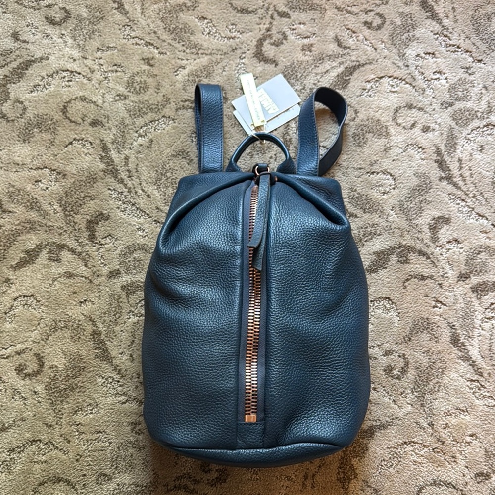 Stylish Blue Leather Backpack